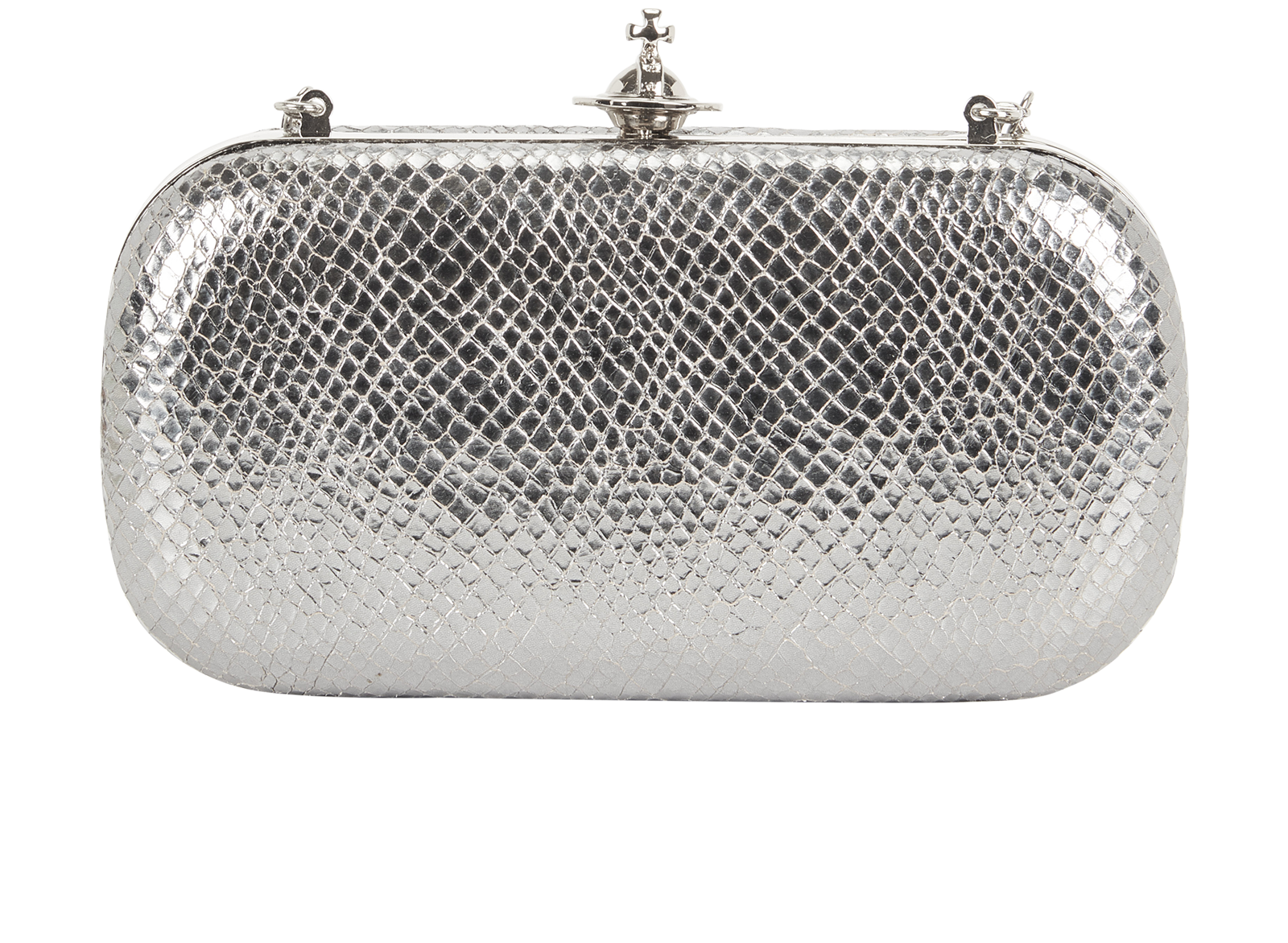 Verona Clutch, &pound;220, Handbags, Silver, Leather, Back view